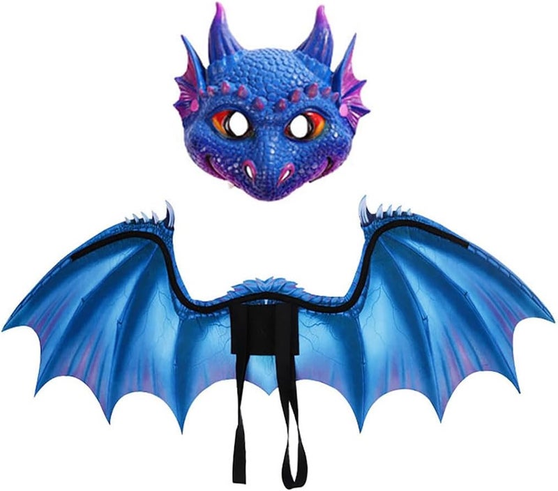 Himine Children's Cartoon Dragon Mask Wings set Children's day Halloween Christmas Party Performance Props - Image 1